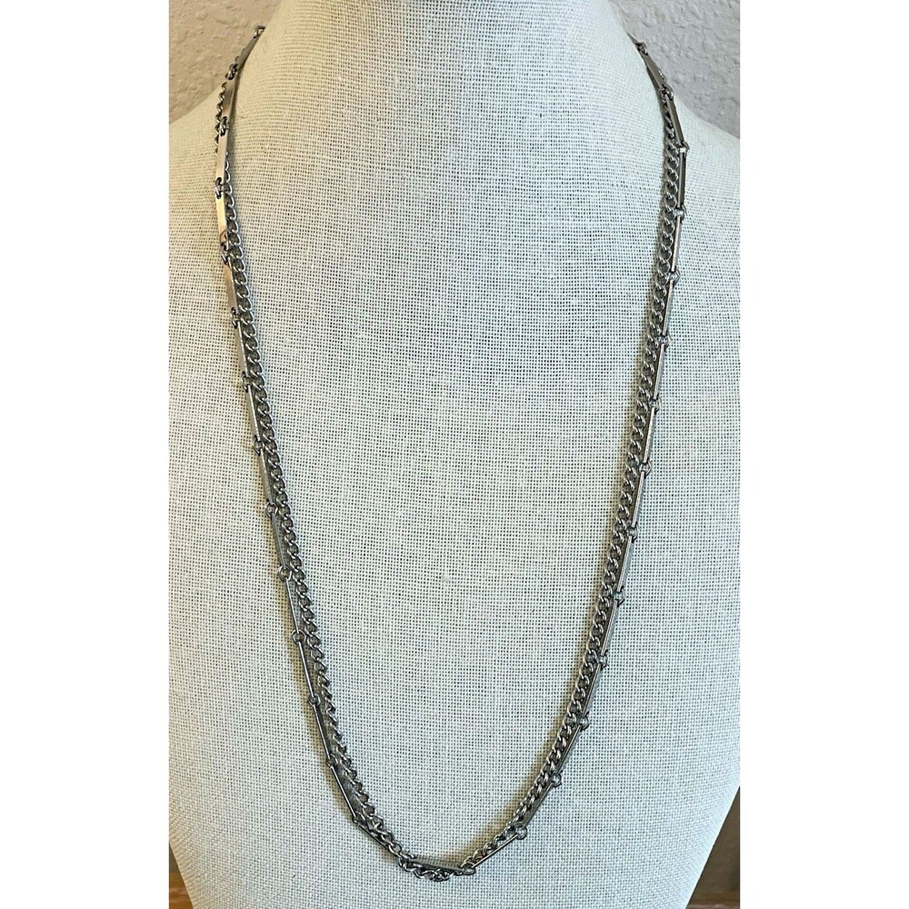 Double Strand Silver Tone Chain Necklace for Women